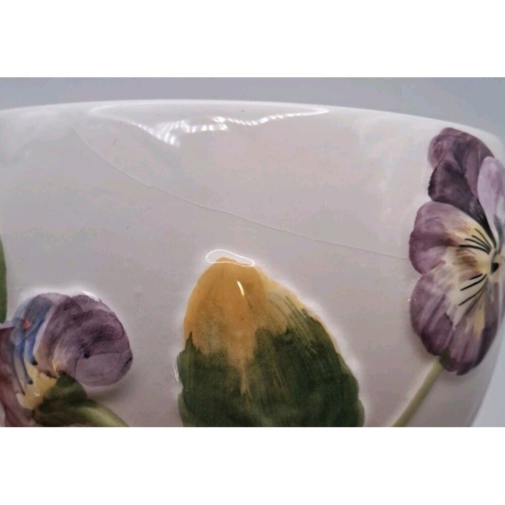 Vtg 5.5" Bassano Italian Ceramiche ABC Pansy Planter Flower Pot - Picture 4 of 7